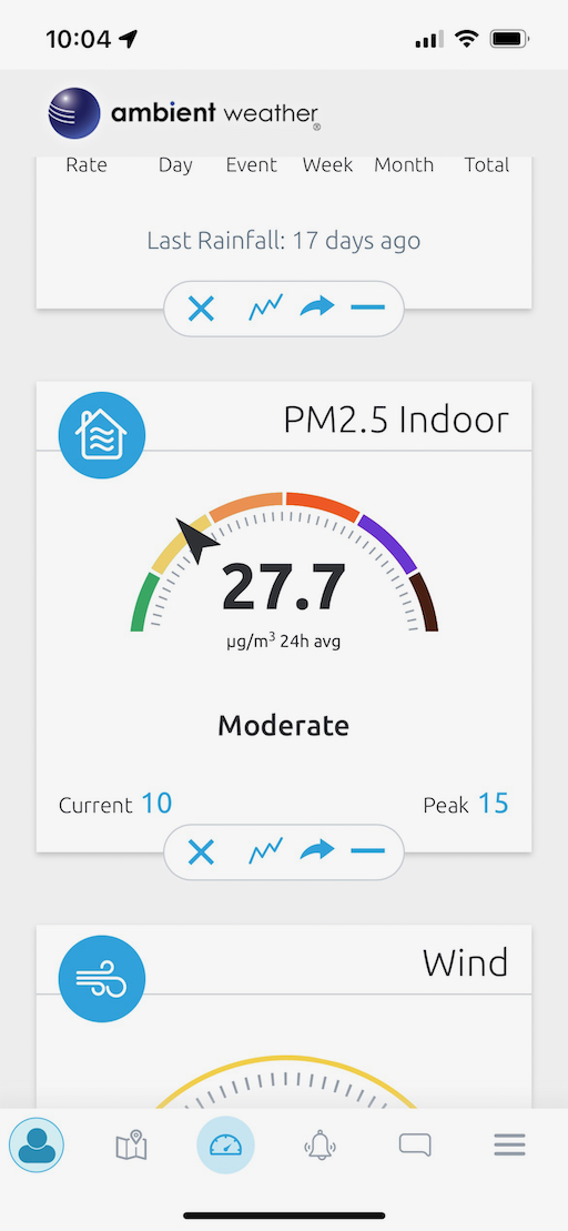 Screenshot of Ambient Weather iOS app air quality tile.