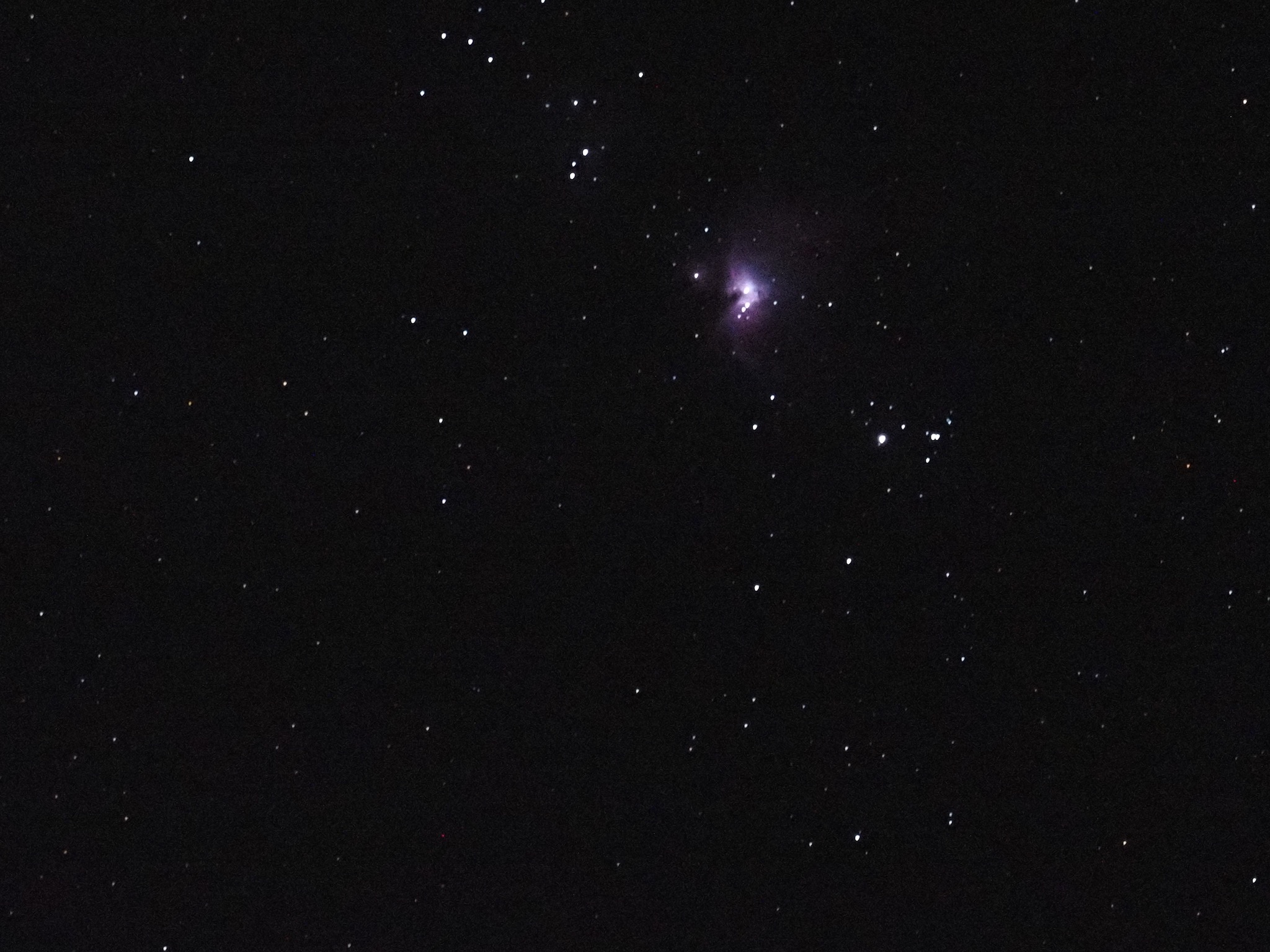 Single frame of the Orion Nebula before stacking