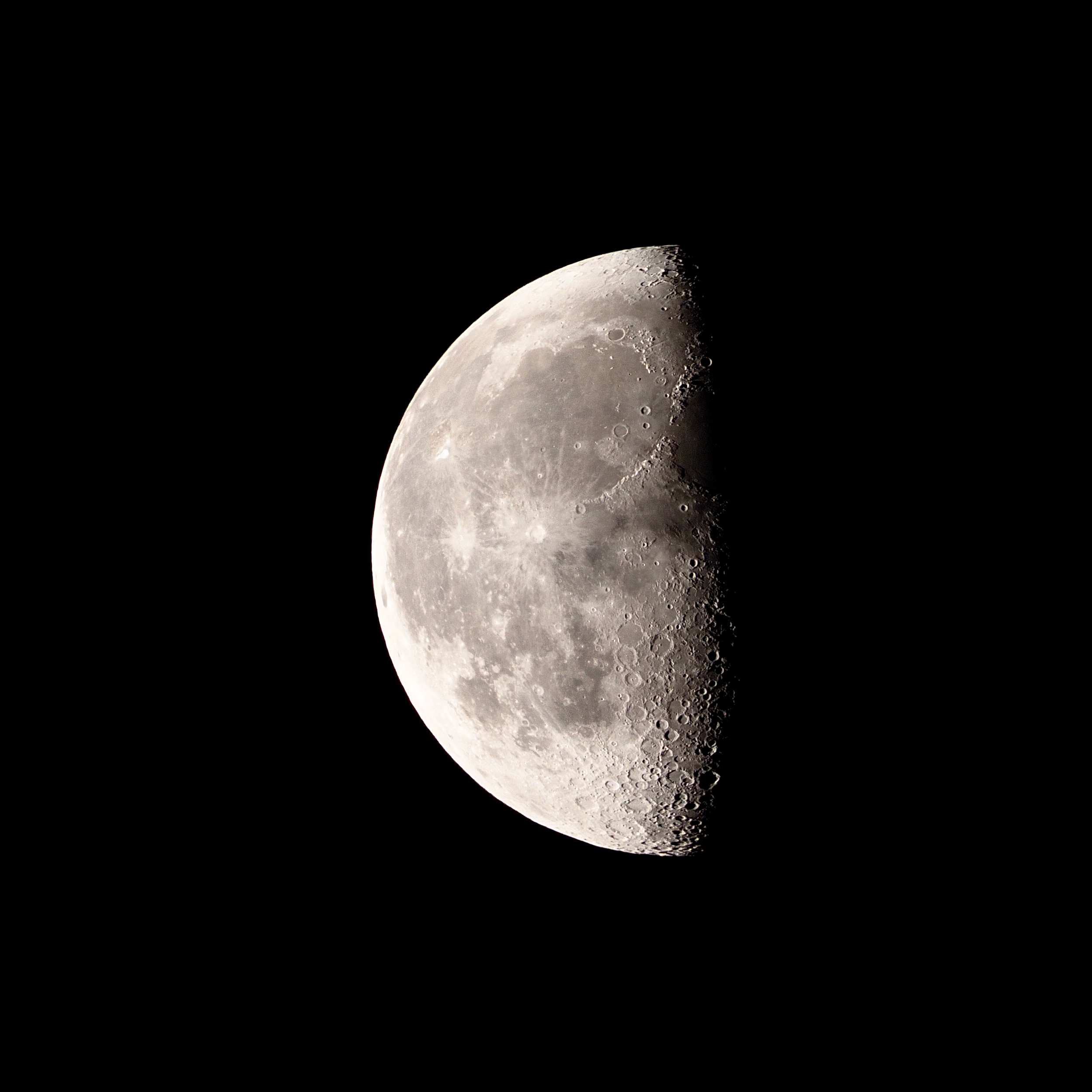 Waning half moon on the last day of astronomical spring.