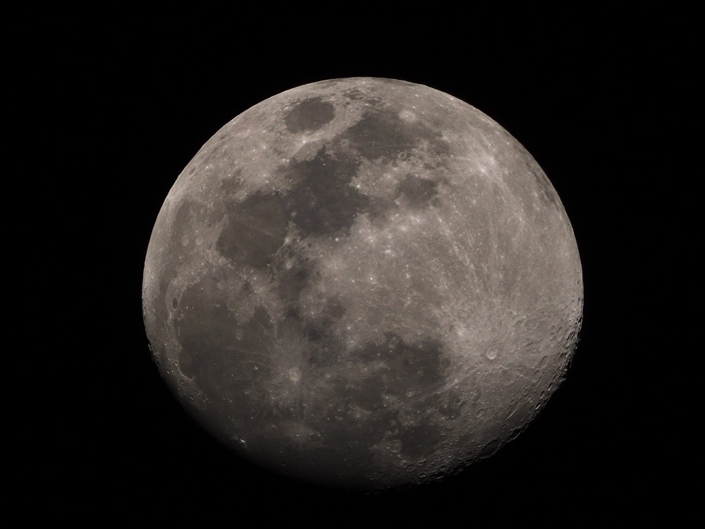 Waxing gibbous moon from this evening, 2 Feb 23