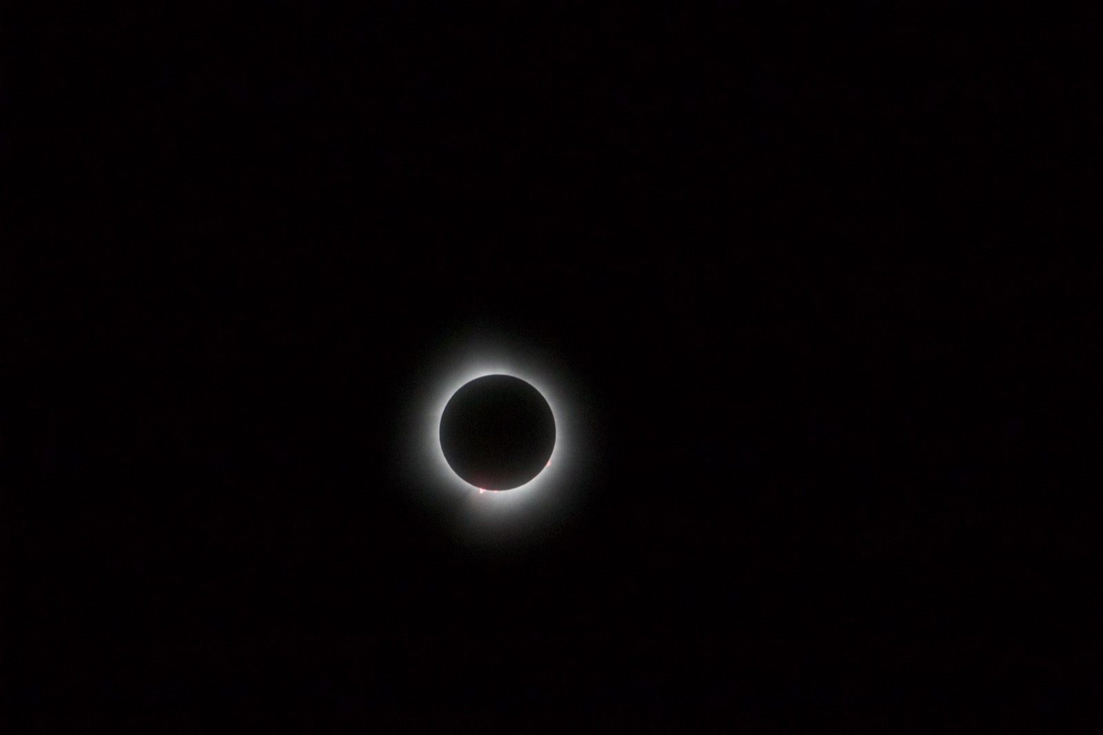 Photograph of the total eclipse as shot by Mark Rogers in Tupper Lake NY. Nice view of the corona.