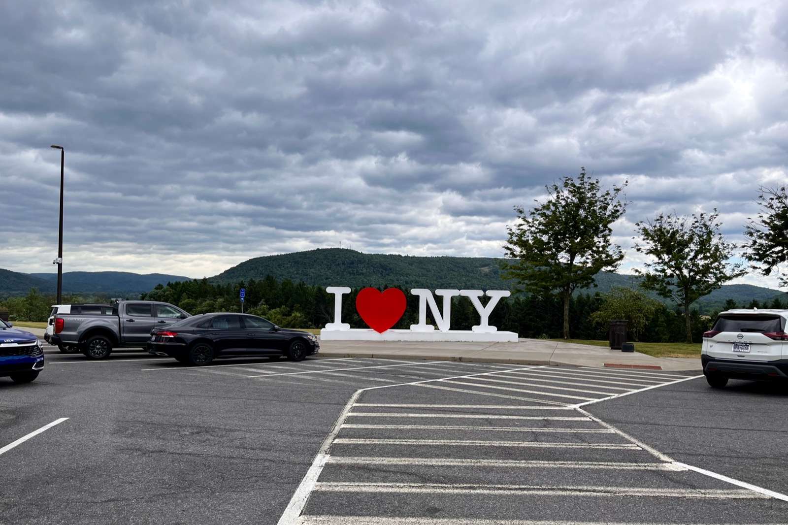 Photo of an I Love New York sculpture at a roadside rest stop