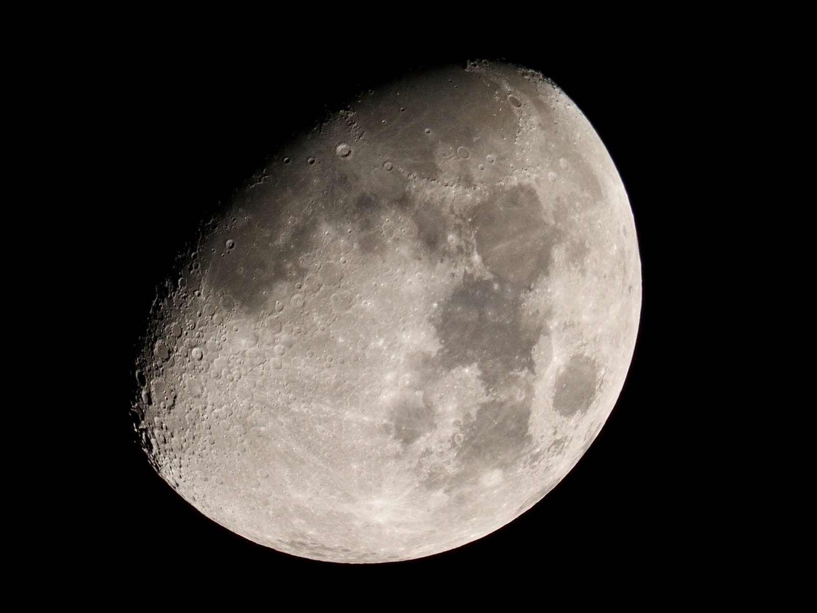 Waxing gibbous moon closeup