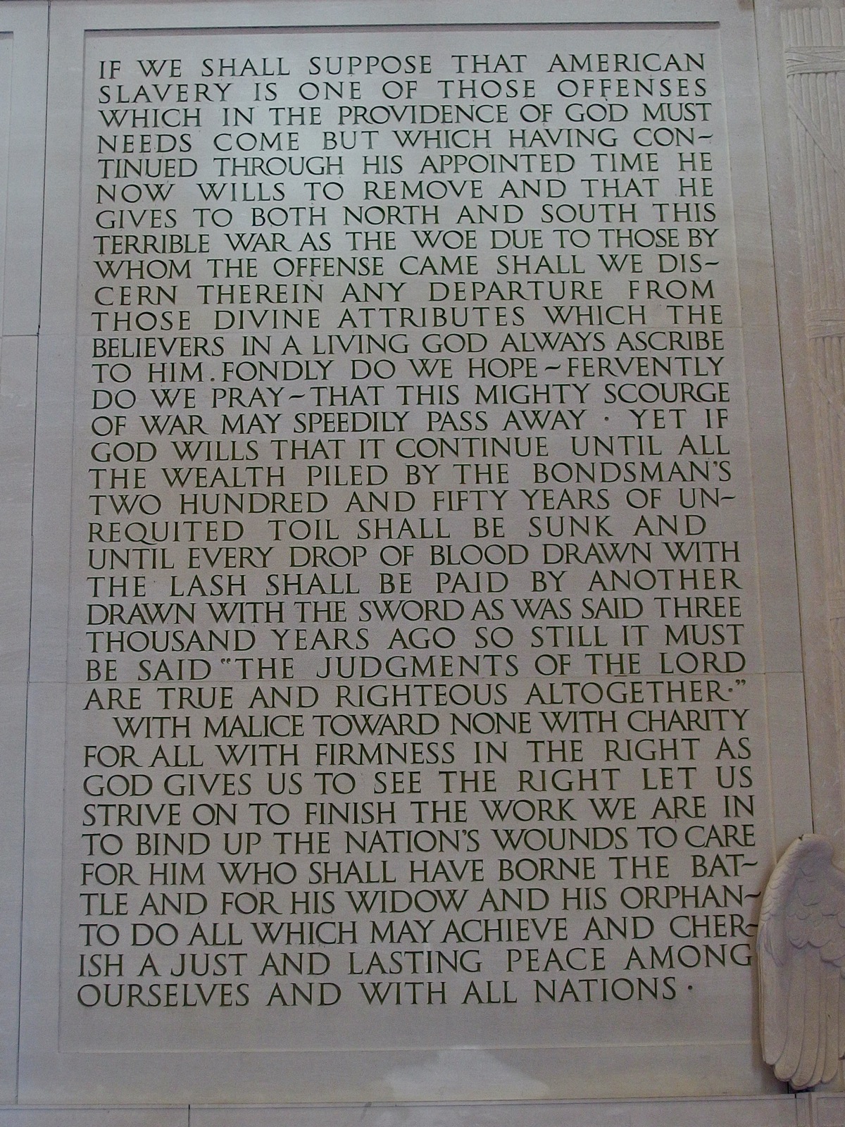 Closing third of Lincoln's Second Inaugural at the Lincoln Memorial