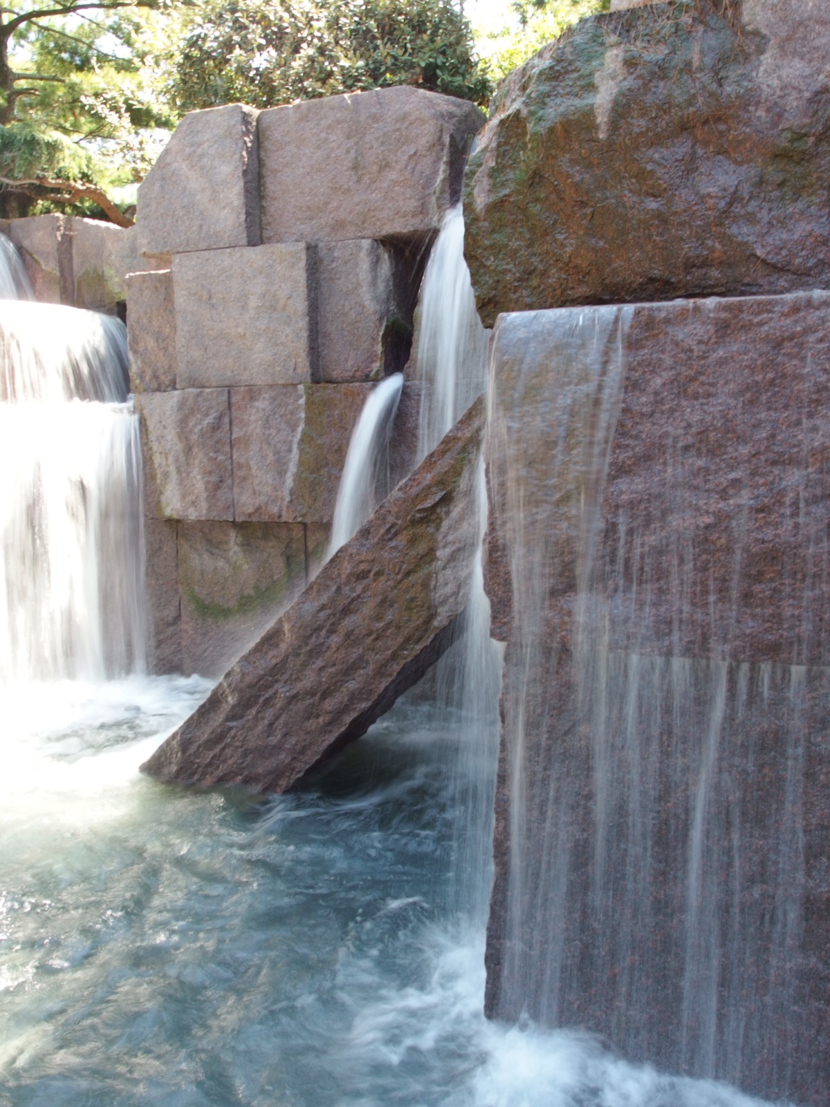 Long exposure image of a water feature at the FDR Memorial in Washington DC
