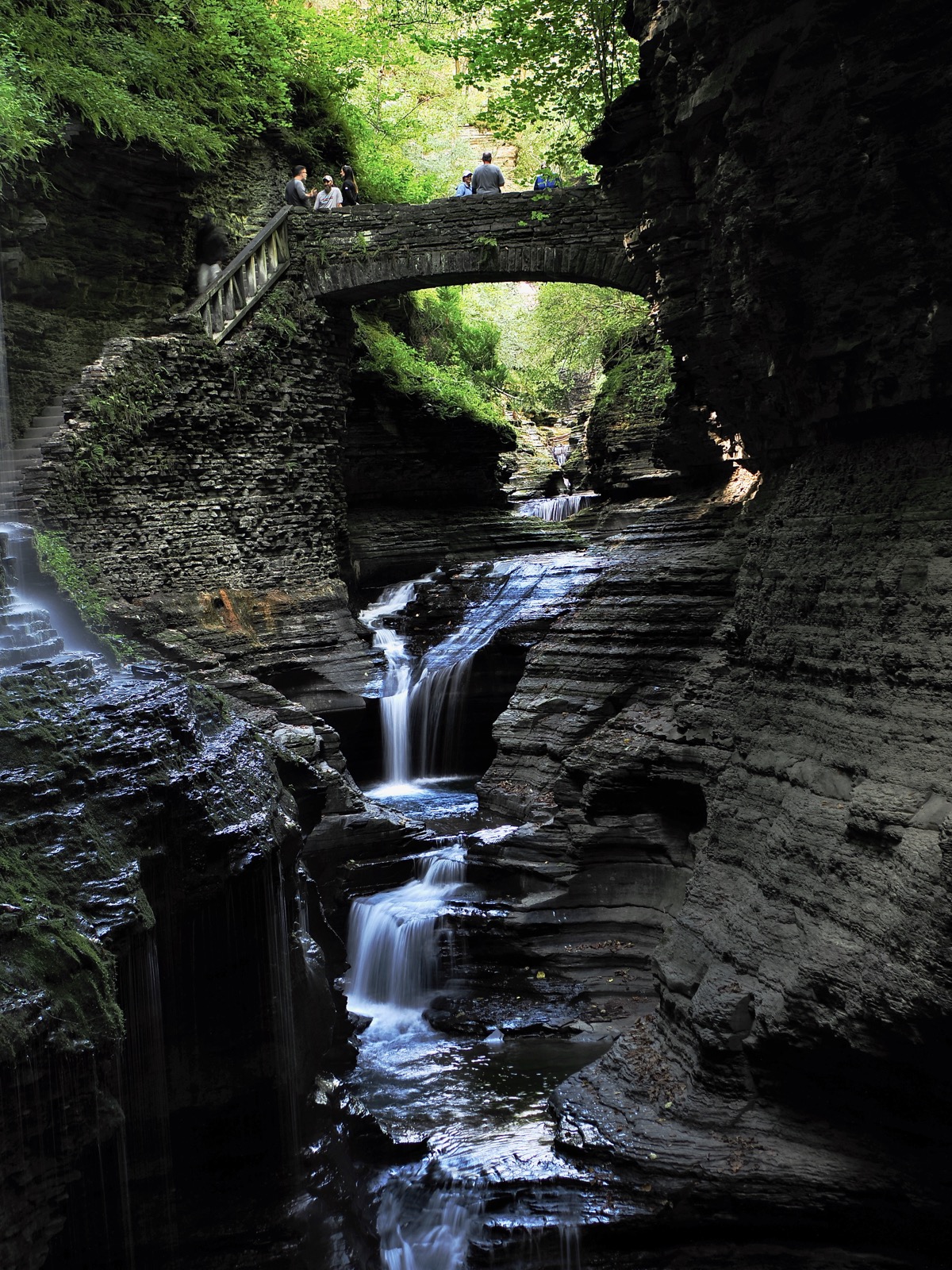 Rainbow falls at Watkins Glen gorge 