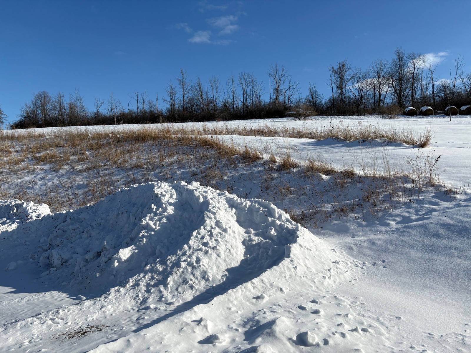 Picture of snow piled up from plowing the driveway.