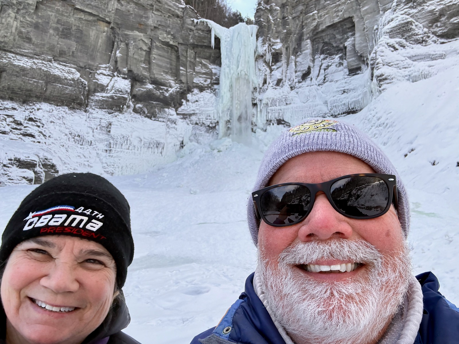 Selfie of my wife and I at Taughannock Falls on February 9, 2026