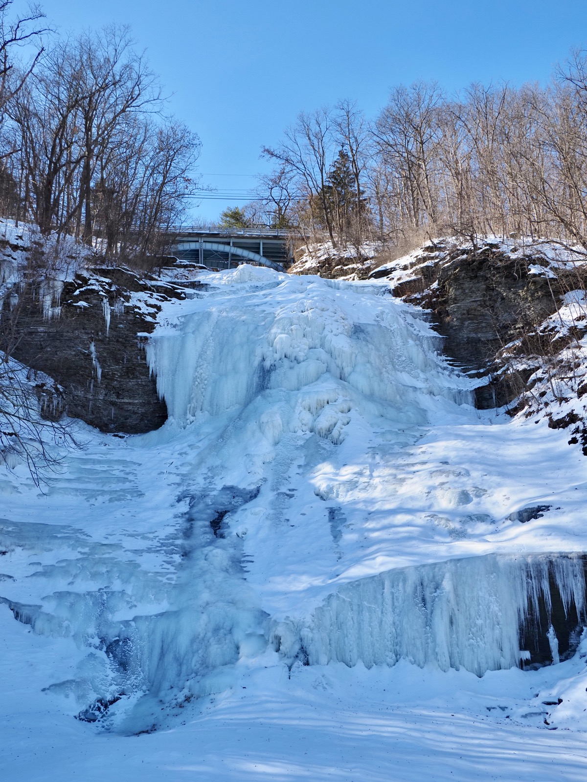 Chequaga Falls in Montour Falls, New York frozen
