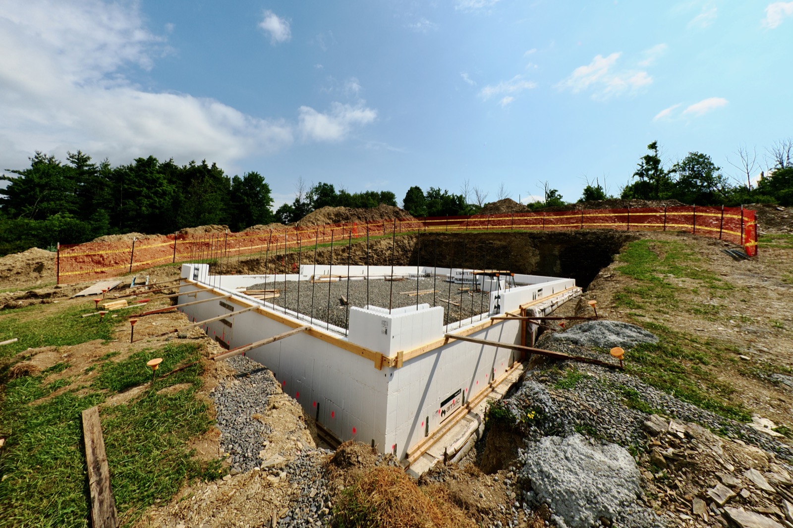 ICF foundation in a hillside excavation